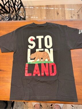 Stolen Land Graphic T-Shirt - Black with Red & Brown Print
